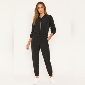 Express Black, Silky 2pc Lightweight Jogger Set w/Jacket & Pants, Size S